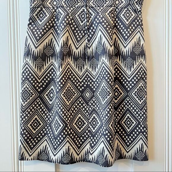 J. Crew Shift Dress Size 4 Sleeveless Grey Aztec Southwest Geometric Pattern - Picture 10 of 13